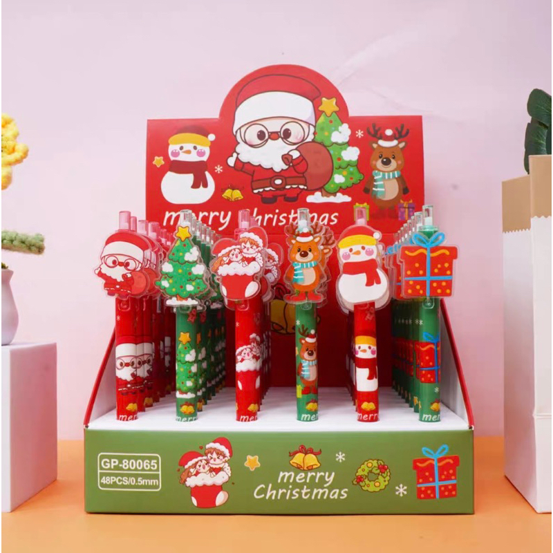 ปากกาเจลน้ำเงินลายคริสต์มาสลายน่ารักขนาด0.5mmเหมาะสําหรับเป็นของขวัญแจกเด็ก 🎄🎅