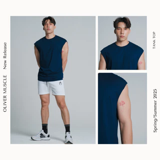 OLIVER MUSCLE เสื้อยืดแขนกุดทรงเกาหลี สีพื้น ผ้านุ่ม ใส่สบายไม่ร้อน แบรนด์ Oliver Muscle