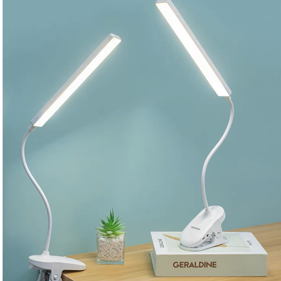 โคมไฟตั้งโต๊ะ โคมไฟแบบหนีบขอบโต๊ะLED ปรับแสงได้3สี ไร้สาย USB หนีบหัวเตียง เหมาะอ่านหนังสือถนอมสายตา