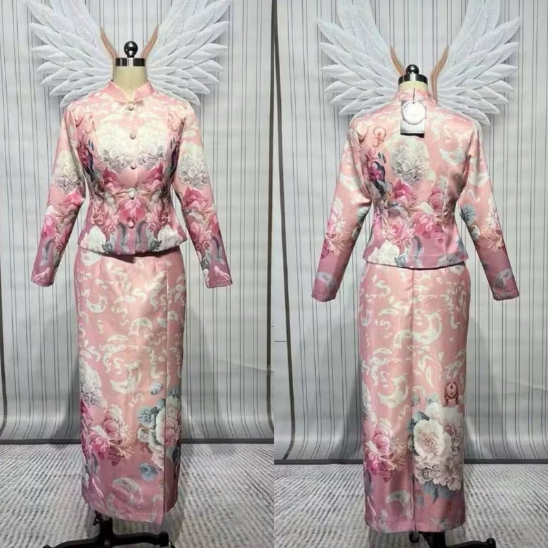 (m-4xl) ชุดไทย ชุดไทยจิรดา สวยมากๆ งานป้าย chalita ลายไทย