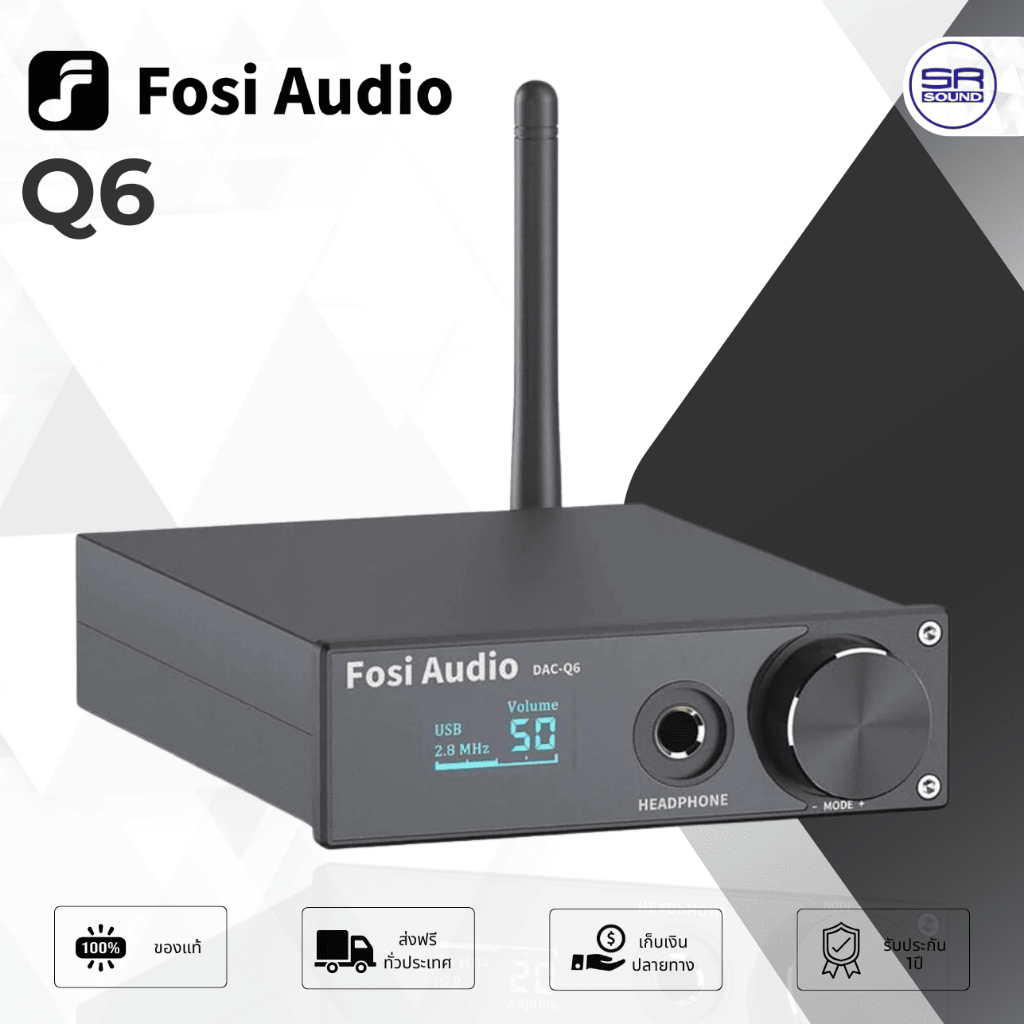 Fosi Audio Q6 Bluetooth DAC/Amplifier ชิป ESS9018K2M+TPA6120A2 จอ OLED รองรับสูงสุด 32bit/384KHz ประ