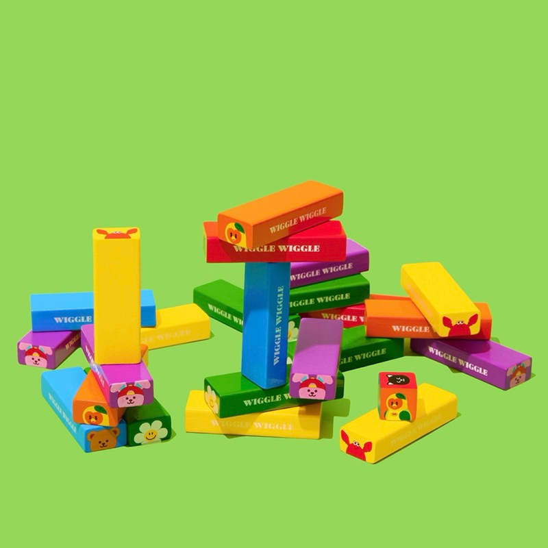 พร้อมส่ง🌈Wiggle Wiggle ของแท้ 💯 บล็อกตัวต่อ Wood Block Set ของเล่น เกมส์ไม้จังก้า บล็อกไม้ เกมส์ไม้ตึกถล่ม 87009