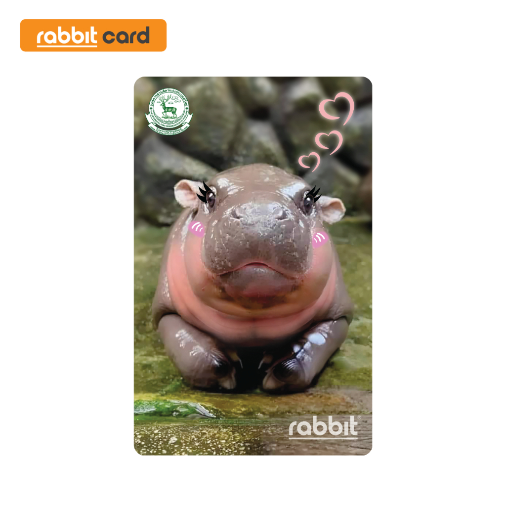 [Physical Card] Rabbit Card บัตรแรบบิท Moo Deng (Love) สำหรับบุคคลทั่วไป (MD-001)