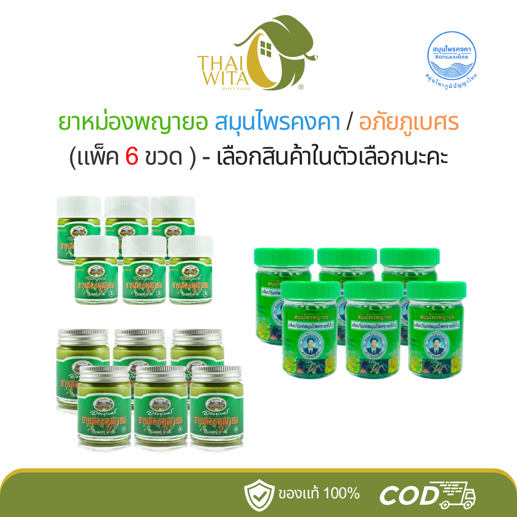 [แพ็ค 6 ขวด] ยาหม่องพญายอ อภัยภูเบศร/ยาหม่องพญายอ สมุนไพรคงคา หมอเอี้ยง