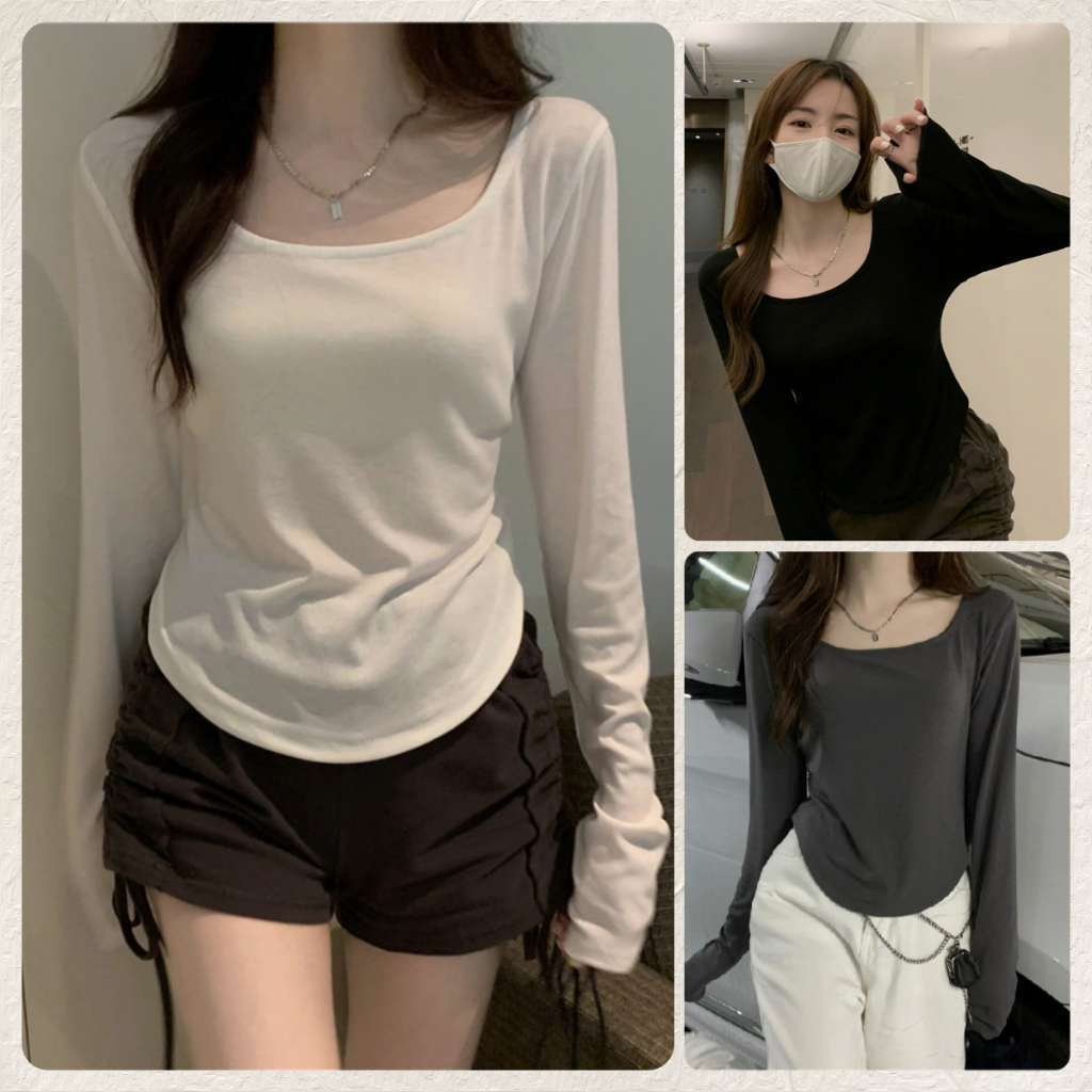 MISSYO เสื้อยืดแขนยาวผู้หญิง เสื้อลำลองไม่สม่ำเสมอ ผ้านุ่ม สบาย มี 4 สีให้เลือก ราคา ถูกที่สุด ดีลบีเคเค