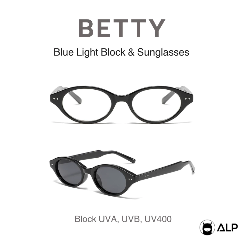 ALP แว่นกรองแสง กันแดด ทรงเรียว สไตล์วินเทจ กรองแสงสีฟ้า กันUV เลนส์ Polarized รุ่น BB0106,SN0091