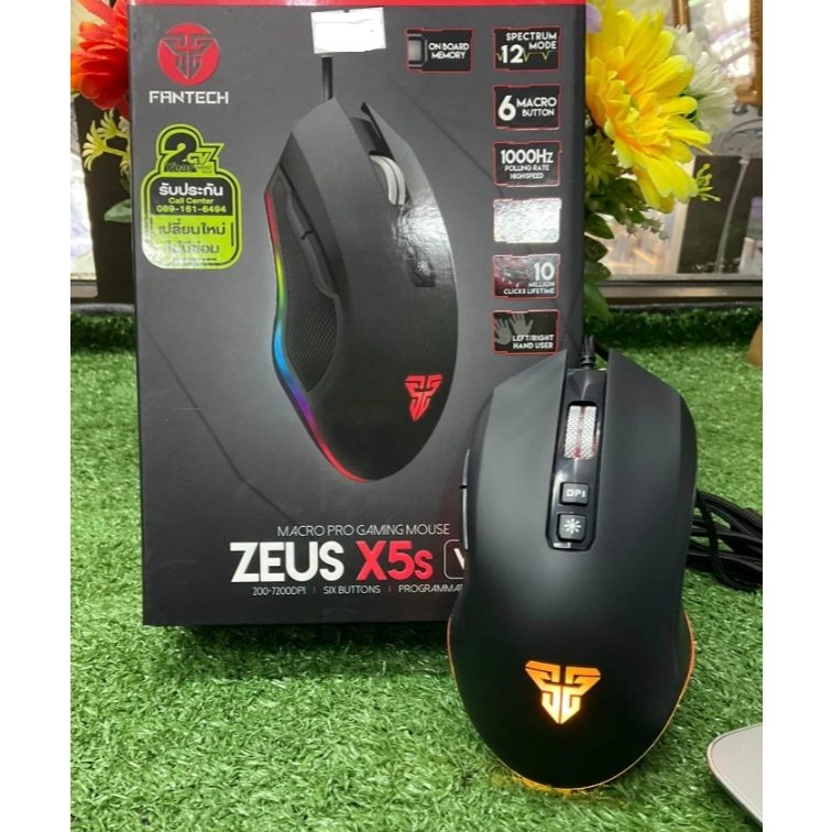 MOUSE FANTECH ZEUS X5S V2 GAMING Macro Mouse RGB เมาส์มาโคร ประกันศูนย์ 2 ปี (BLACK)