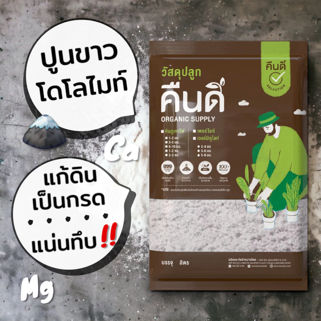 ส่งฟรี ‼️ | ปูนขาว โดโลไมท์ (Dolomite) บรรจุ 5 กก ปรับปรุงดิน ฆ่าเชื้อ แก้ดินเปรี้ยว เพิ่มธาตุ Ca Mg