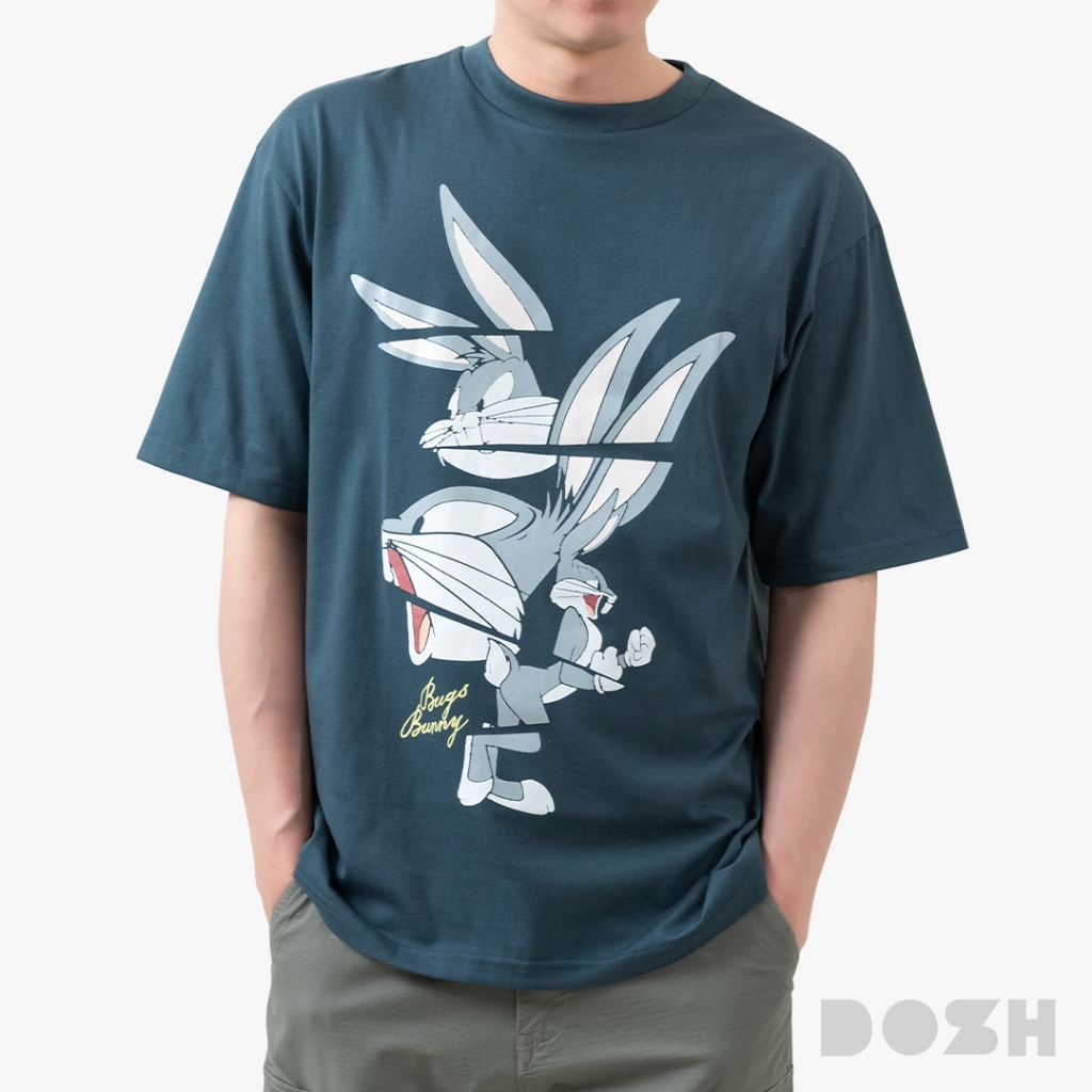 DOSH-UT OVERSIZED T-SHIRTS LOONEY TUNES เสื้อยืดโอเวอร์ไซส์ FLLTMT5005-GY