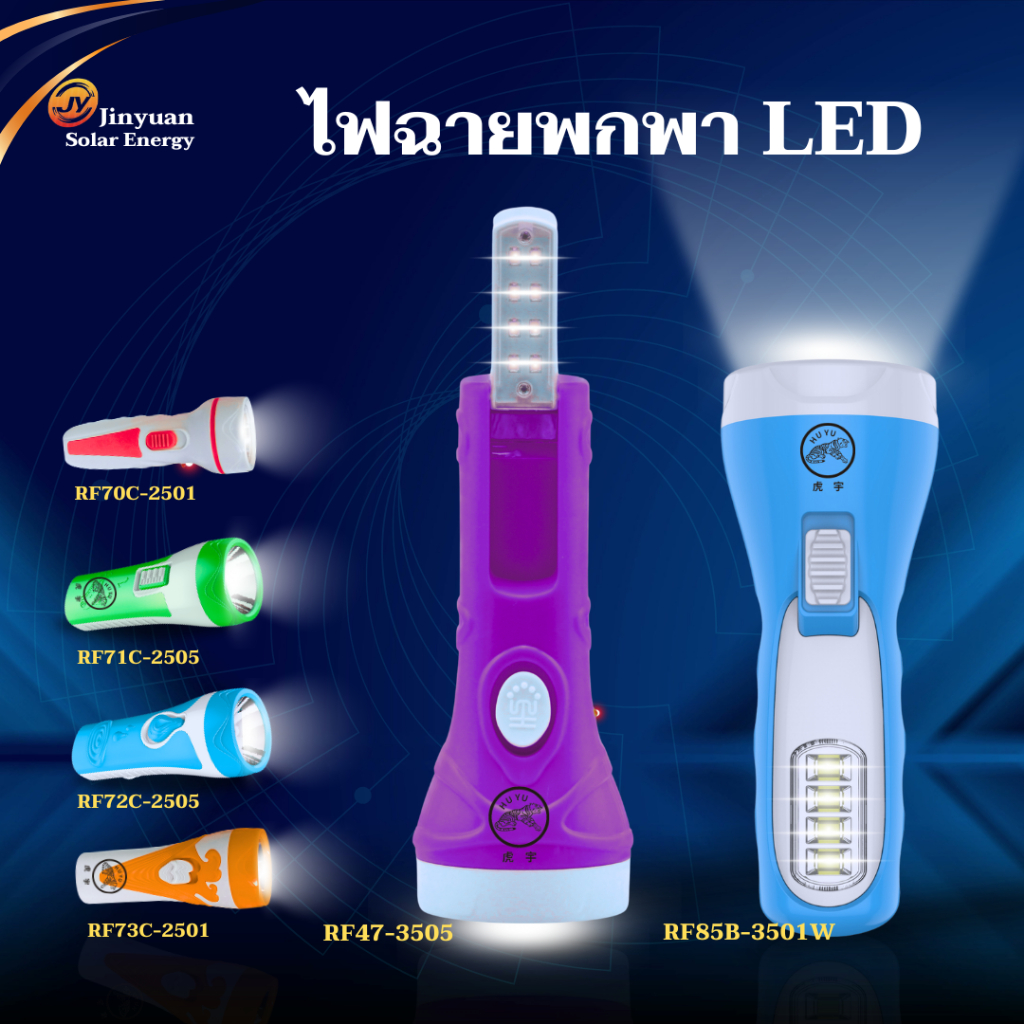 ไฟฉาย ชาร์ทไฟบ้าน ไฟฉายLEDพกพา (คละสี) ไฟฉายฉุกเฉิน ให้แสงสว่างแสงขาว