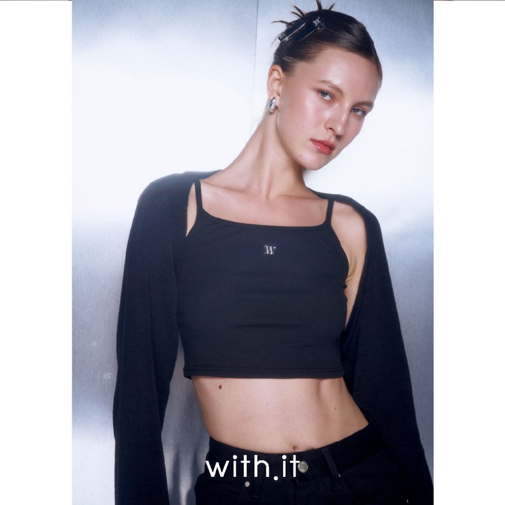 ลด 75.- พิมพ์ WTSD12 with.it.store - TPW11209 Withit crop camisole with W diamond logo & crop cardigan
