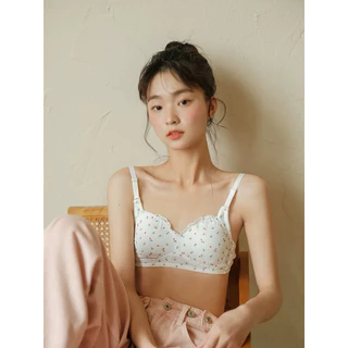 PrettyLady Shop（6900）ชุดชั้นในลายดอกไม้ ดันทรง ไม่มีโครงเหล็ก สำหรับผู้หญิง
