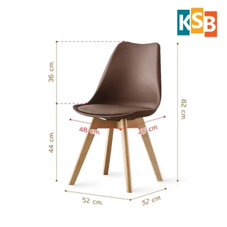 KSB เก้าอี้โมเดิร์นคาเฟ่ ขาไม้หนาพิเศษ 27mm มีเบาะ รุ่น MC-02