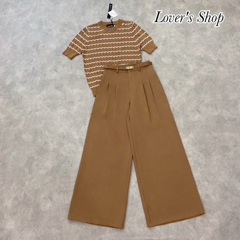 Lover's Shop เซ็ท3ชิ้นเสื้อถัก กางเกงผ้าสูทอัดกาว