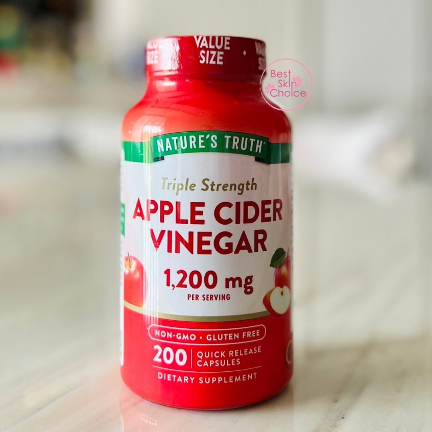 Exp 03/27 Nature's Truth Apple Cider Vinegar 200 vegetarian capsules 1200Mg แอปเปิ้ลไซเดอร์แบบเม็ดแคปซูล