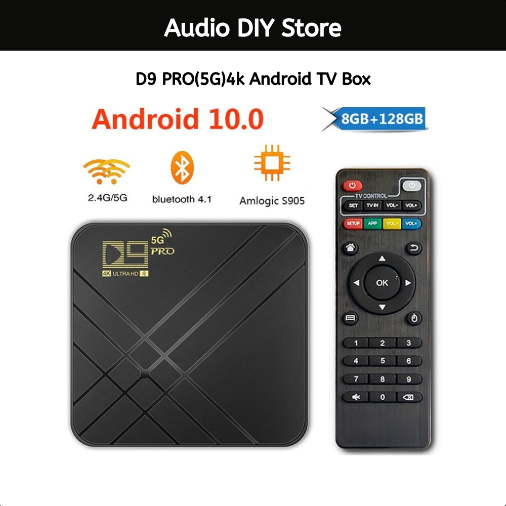 กล่องแอนดรอยด์ทีวี D9 PRO(5G)4k Android TV Box 2GB 16GB HD 3D 2.4G WiFi Google Play Youtube Media Player