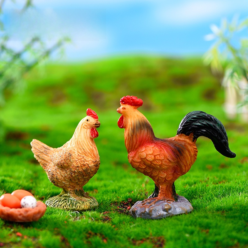 โมเดลไก่ ไก่ตกแต่งสวนถาดและภูมิทัศน์ขนาดเล็ก