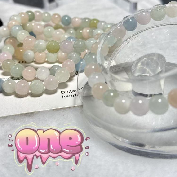 หินเบริลแท้ Beryl Morganite หินแบริล กำไลหินแท้เบริล กำไลหิน เบริล ขนาด 8mm