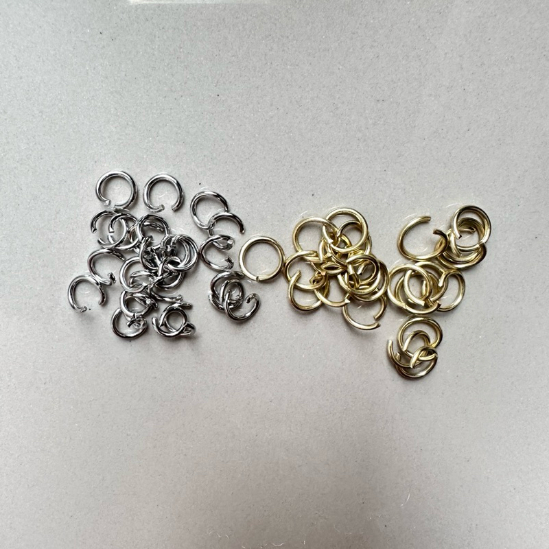 ห่วงกลม สีเงิน สีทอง บรรจุ 50 ชิ้น ขนาด 1.4x10mm,1.2x10mm,1.0x0.6mm (วัดจากวงนอก)