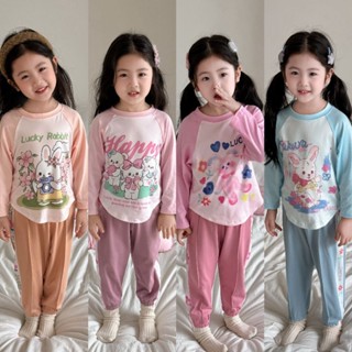 พร้อมส่งในไทย🇹🇭ชุดเซ็ตแขนยาวลายการ์ตูน+กางเกงแต่งแถบ/ป้ายBB …