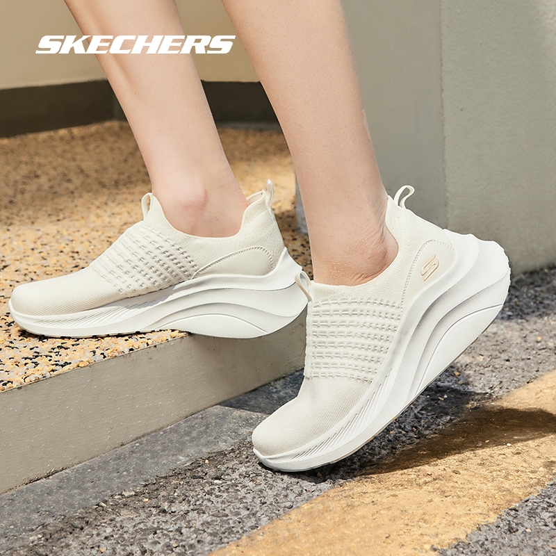 พร้อมส่ง💸เงินสด​ 2,000 🇨🇳 แท้~Global​ 🇨🇳 SKECHERS Bobs Sport Bobs Chaos Hi รองเท้าผ้าใบ​ เสริม ส้นหนา​ สีครีม 117514 NAT