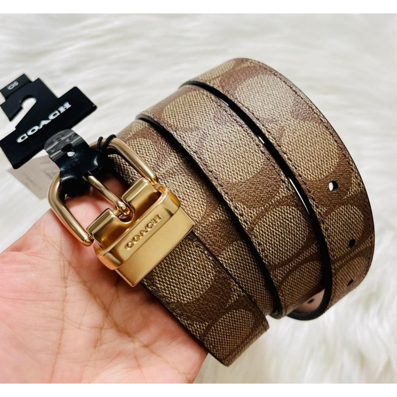 พร้อมส่งที่ไทยแท้ 100 % เข็มขัด COACH SIGNATURE CLASSIC BUCKLE CUT TO SIZE BELT 25 mm.