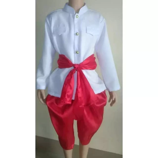 ชุดราชปะแตนเด็ก ผ้าไหมจีน 1 ชุดได้เสื้อ+โจงกระเบน+ผ้าคาดเอว