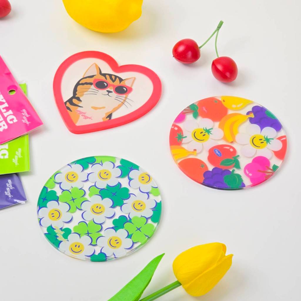 ( พร้อมส่่ง ) Wiggle Wiggle Acrylic Coaster แผ่นรองแก้วอะคริลิค