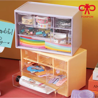 PONPON ลิ้นชักเก็บของอเนกประสงค์ 6 ช่อง ช่วยจัดระเบียบบนโต๊ะ แข็งแรง จุของได้เยอะ