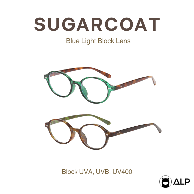 ALP แว่นกรองแสง แว่นกันแดด ทรงรี แว่นลายกระ กรองแสงสีฟ้า Blue Light Block กันUV รุ่น BB0109,SN0093
