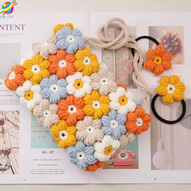 แผ่นผ้าฝ้ายถัก ลายดอกไม้น่ารัก 4cm DIY ดอกไม้ถัก  สําหรับตกแต่งเสื้อผ้า รองเท้า หมวก - รูปที่ 7