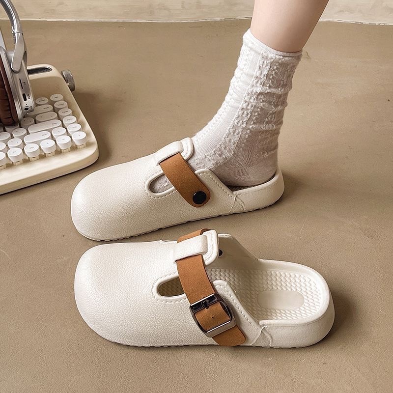 แฟชั่นใหม่ รองเท้าแตะผู้หญิงหัวโตเปิดส้นแบบสวม  พื้นหนา3cm   #2508# - รูปที่ 2