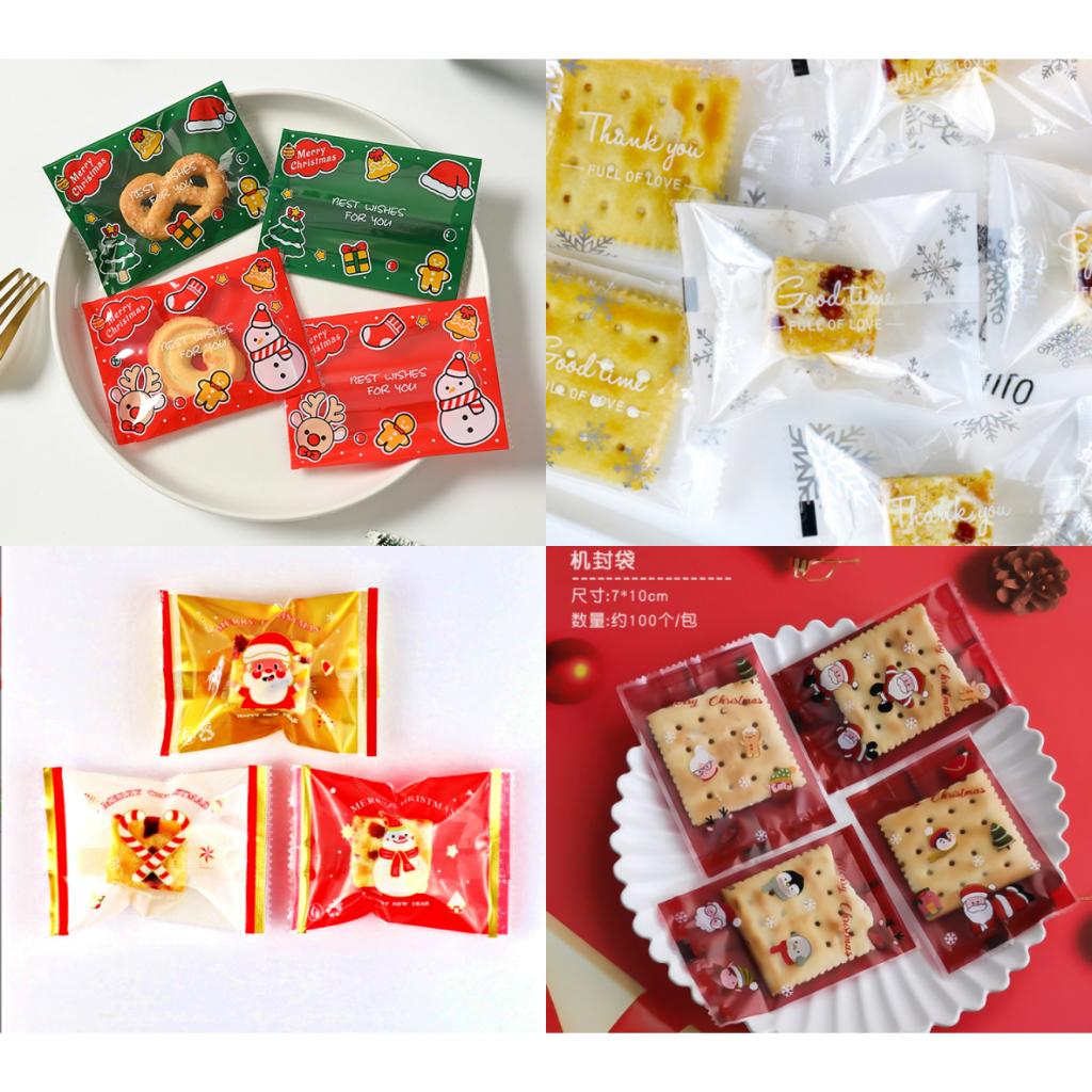 [คริสมาสต์] ถุงซีล 7x10 cm ลายChrismas เกล็ดหิมะ แพคละ95-100ใบ