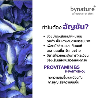 bynature แชมพูดอกอัญชัน บำรุงผมให้หนาดกดำ ลดผมร่วง Butterfly Pea Natural Anti-Oxidant Herbal Shampoo