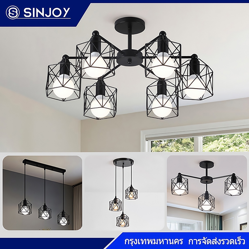 โคมไฟเพดานห้องนอนสไตล์อุตสาหกรรมอเมริกันย้อนยุคโคมระย้าในร่มระเบียงทางเดิน ทันสมัยและเรียบง่ายโคมไฟติดเพดาน