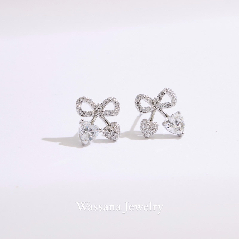 wassana.jewelry ต่างหูติดหูรุ่น Cherry bow น่ารักสดใส