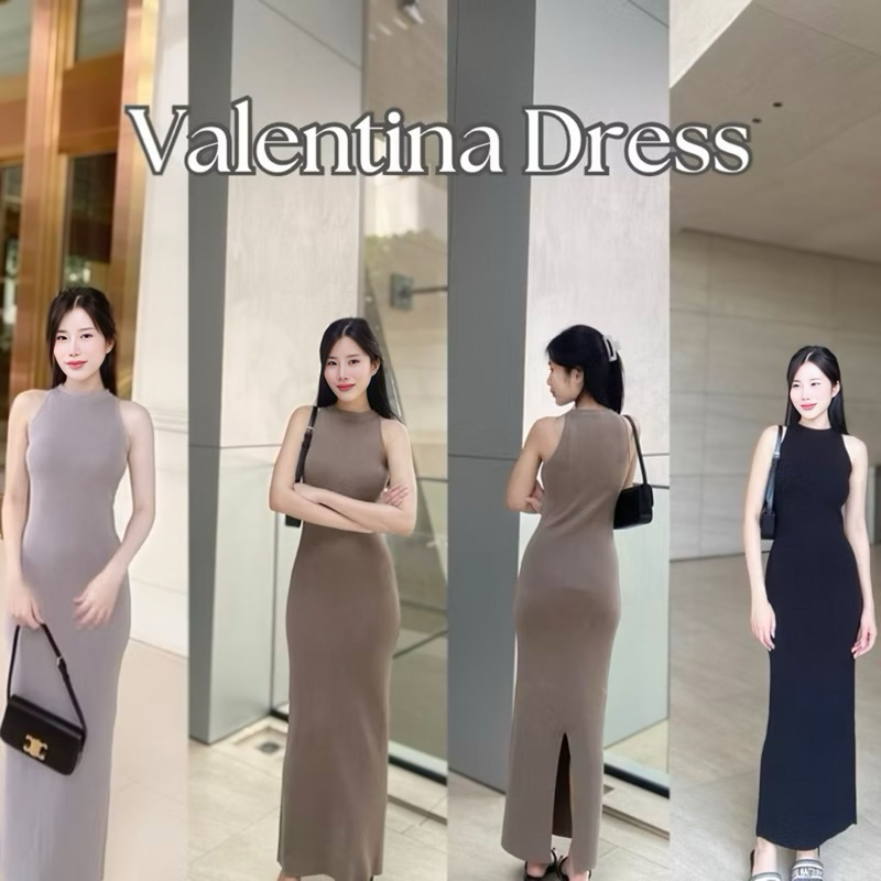 KANYA - Valentina Dress เดรสไหมพรมคอปีนเข้ารูป ดีเทลผ่าสูงด้านหลัง (4A-4D) / (14F-14H)