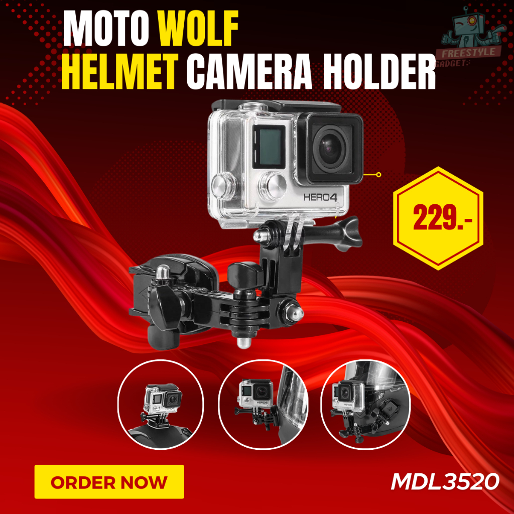 MOTOWOLF MDL3520 - ขายึดกล้อง Action Cam,Gopro สำหรับติดหมวกกันน็อค ติดได้หลายแบบ