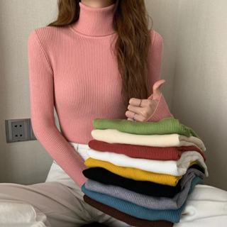 💕*Miki-Shop 🤑มี16สี*เสื้อไหมพรมแขนยาว คอเต่าพับคอได้ ผ้านิ่ม…