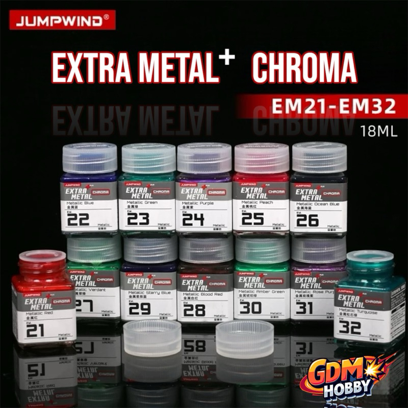 JUMPWIND สีโมเดล Extra Metal Plus Chroma Metallic สีเมทัลลิค EM 21-EM32 สีแอร์บรัช ขนาด 18ml