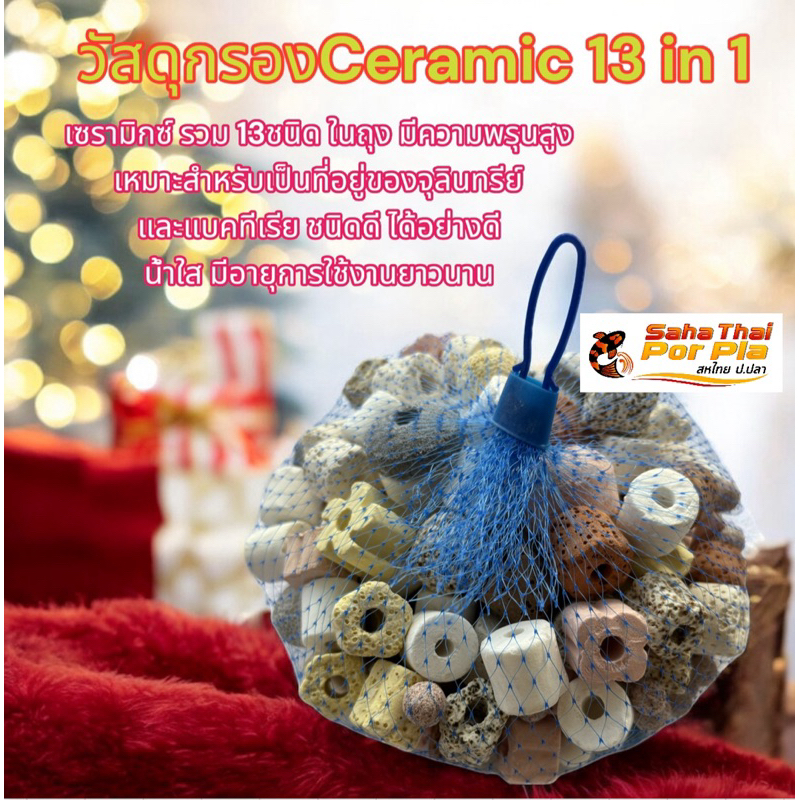 หินดูดกลิ่นตู้ปลา​13 in 1 หินกรองตู้ปลา Ceramic Ring เซรามิคริงค์หินกรองวัสดุกรอง  พร้อมถุงตาข่ายพลาสติก
