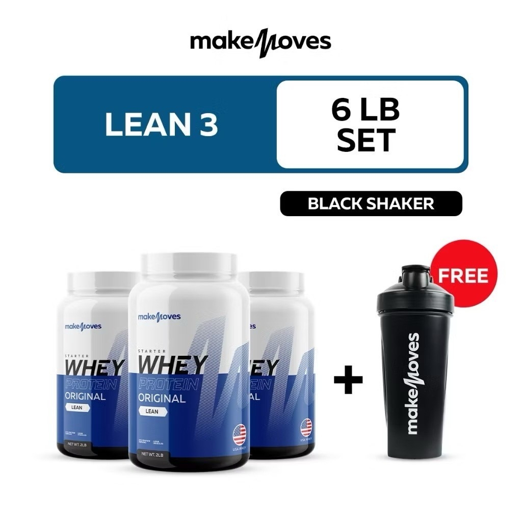 Whey  Lean By MakeMoves โปรตีน 27 กรัม (3กระปุก พร้อม แก้วดำ)