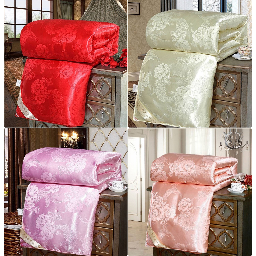 ผ้าห่มผ้าแพร ขนาด6ฟุต ไส้ใยไหมบริสุทธิ์ 100% มีพร้อมส่ง 5 สี