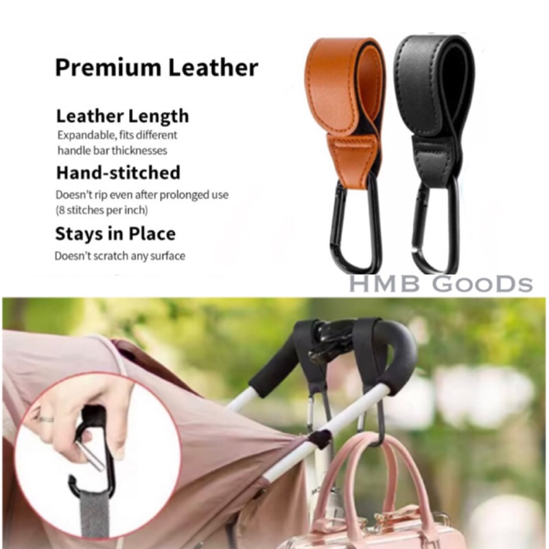 🇹🇭 HMB-HK401 ตะขอแขวนกระเป๋า ผ้าอ้อม หนัง PU อเนกประสงค์ รถเข็นเด็ก Carabiner Hooks Pushchair Hook Shopping-Bag คลิปแขวน