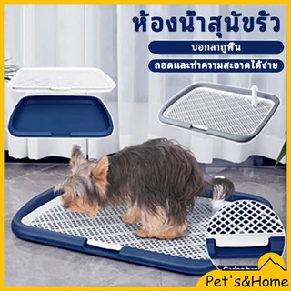 ห้องน้ำสุนัข ถาดรองฉี่สุนัข ถาดฉี่สุนัข มีตะแกรงรองถาด พร้อมเสาสามารถถอดออกได้ มีตะแกรงรองถาด แผ่นรองฉี่ 🐶