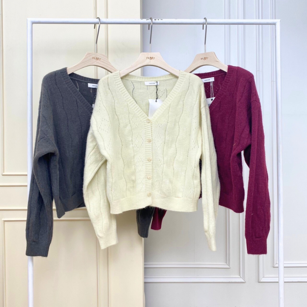PP615 เสื้อไหมพรมแขนยาวกระดุมหน้า Clothing