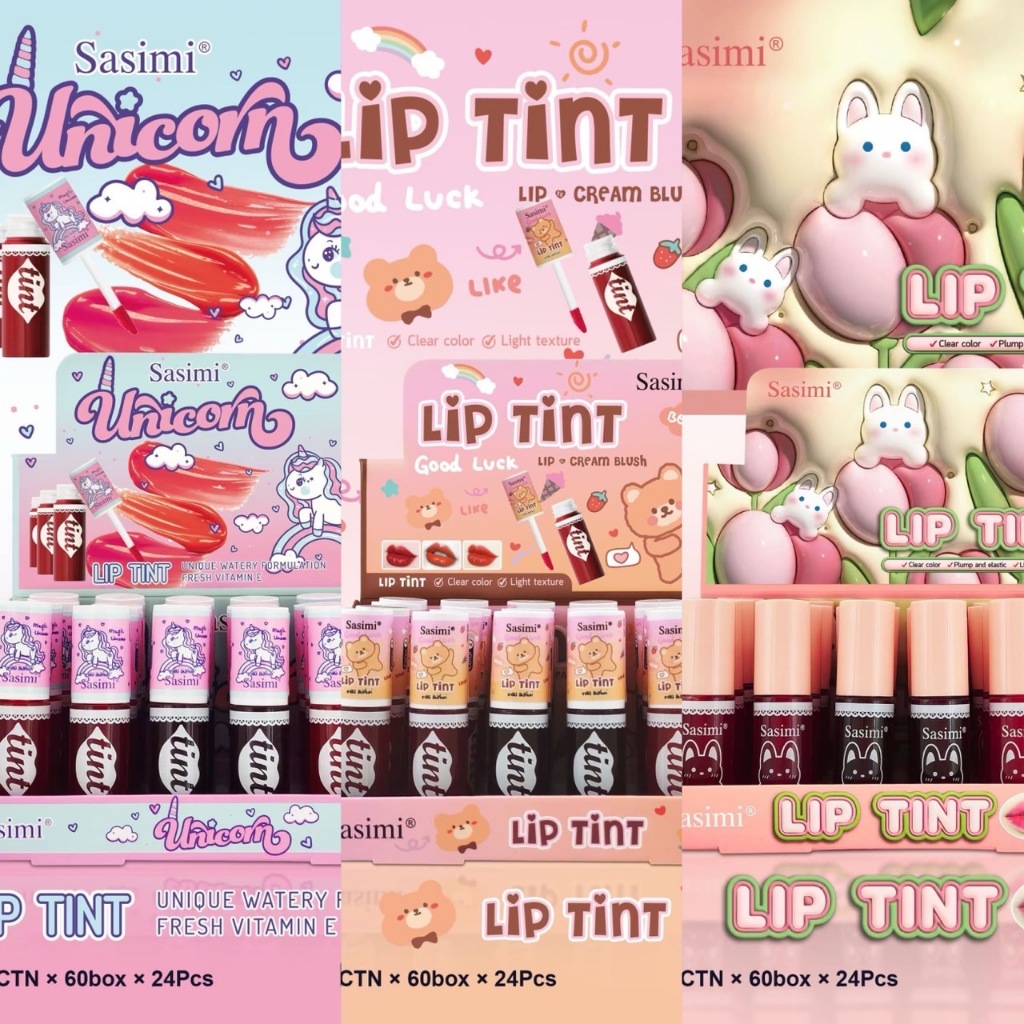 {24แท่ง} SASIMI Moisture Light Color Lip Tint ลิควิดลิปทินท์ บางเบา สีสันเด่นชัด ติดทนนาน