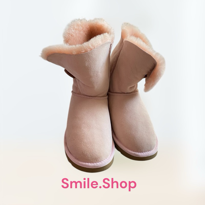 📮💗พร้อมส่ง📮มือ2 รองเท้า UGG Australia W7 สีชมพูหนังกลับ ด้านในบุด้วยขนแกะค่ะ ของแท้💯 ใส่ได้ 2 แบบค่ะ
