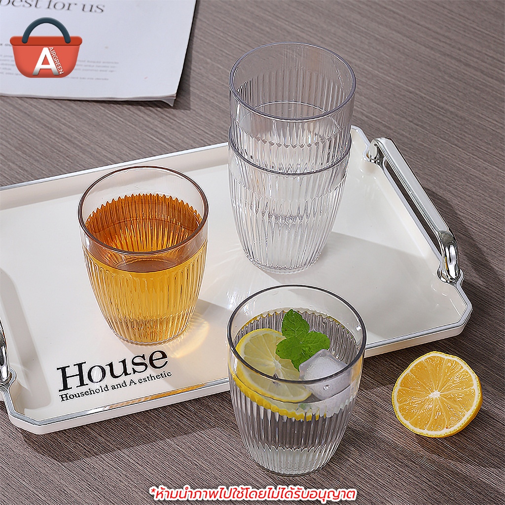 แก้วน้ำตกไม่แตก สีใส แพค4ใบ ขนาด350ml แก้วชากาแฟ แก้วน้ำPC แก้วเทมเปอร์กลาส