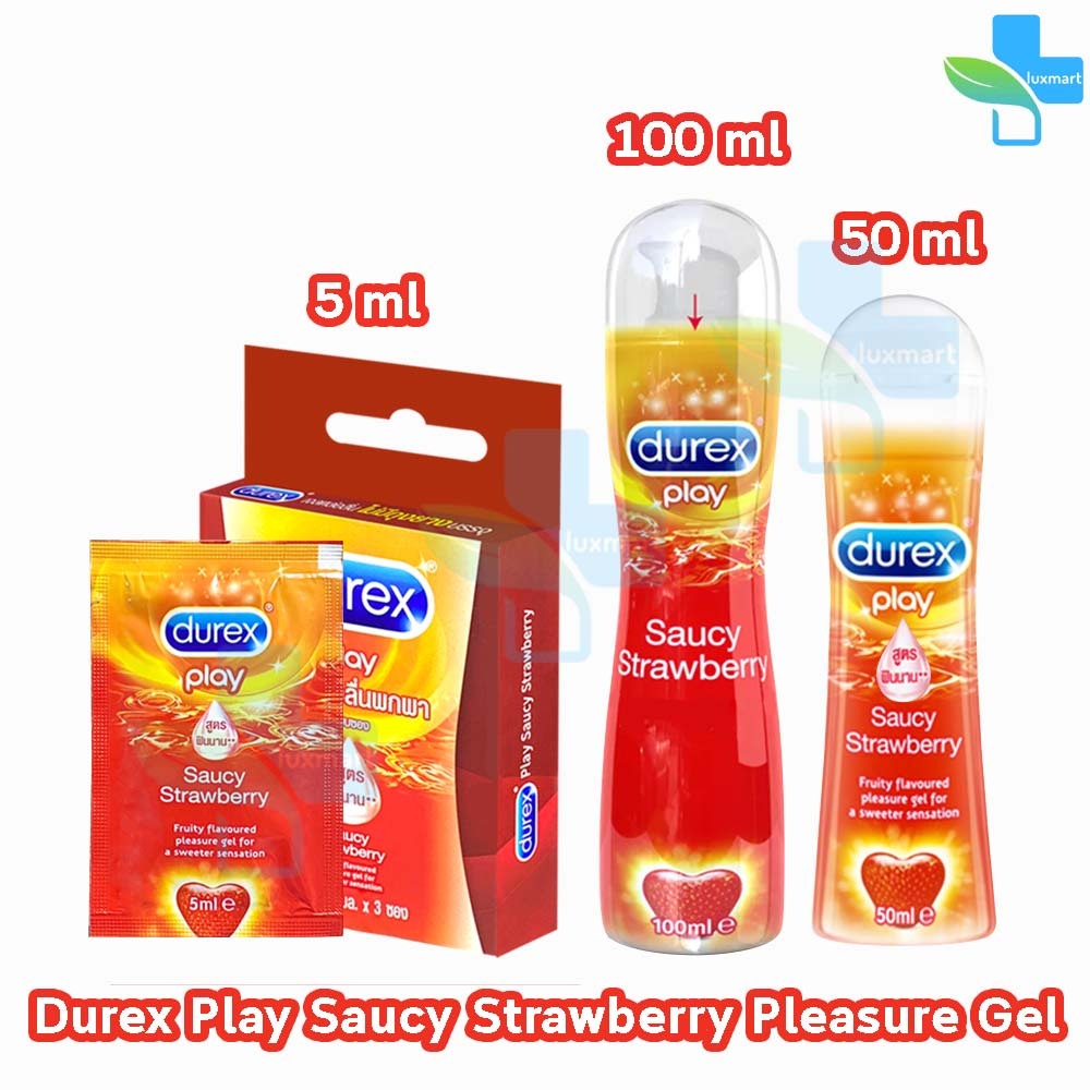 Durex Play เจลหล่อลื่น ดูเร็กซ์ เพลย์ สตรอเบอร์รี่ 50,100มล. [1 ขวด สีแดง] Saucy Strawberry Gel เจล 1001